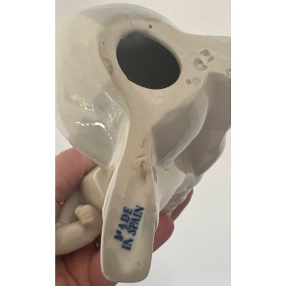 Vintage Rosal Porcelain Figurine Girl Hiding Gift & Ball Made in Spain - Picture 7 of 7